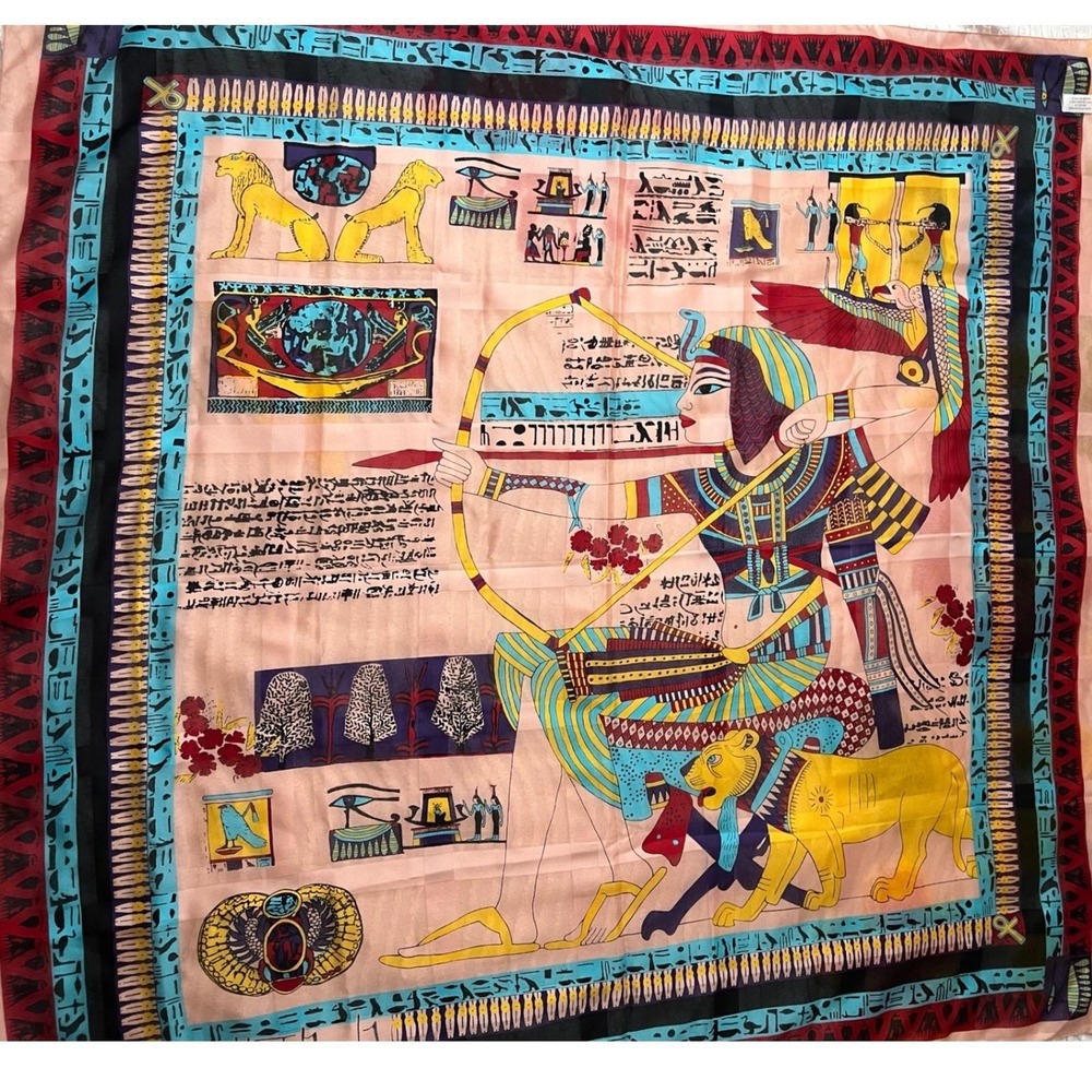 Vintage Mary McFadden Cult ofβ Osiris Scarf /Scarab Holder/Pin/Brooch Egyptian